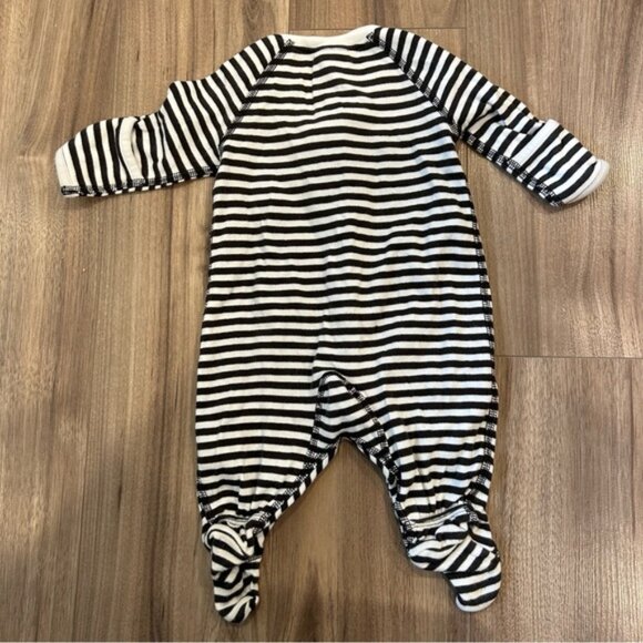 Hanna Andersson Baby Layette Footed Sleeper Ecru Soft Black Striped - Picture 6 of 6